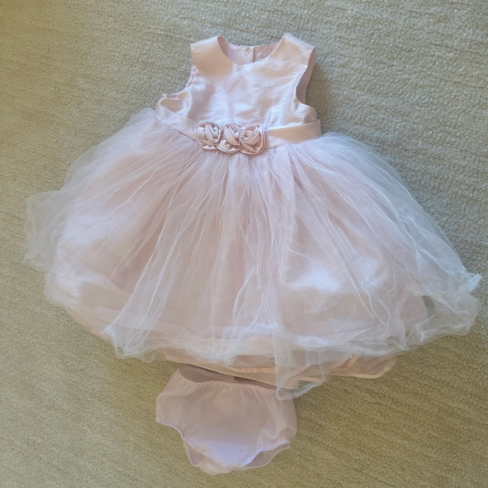 Pale pink tulle party dress with diaper cover - 24 months - special occasion